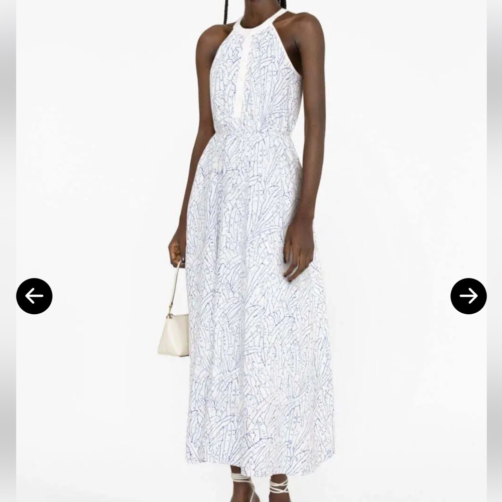 Staud Lisette Leaf-Print Cotton Maxi Dress in size M